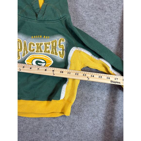 Green Bay Packers NFL Football Pullover Hoodie Kids Reebok Small Green Yellow - Picture 4 of 6